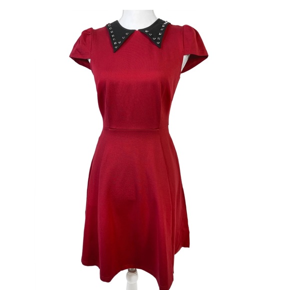 Excellent used condition Sourpuss STUD COLLAR DRESS RED in size XL - Picture 2 of 14